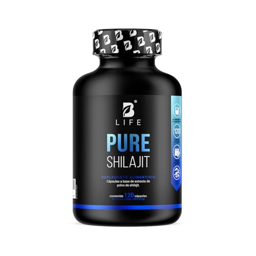 B Life Shilajit Puro | 120 cápsulas | Alta Pureza | Energía, Vitalidad y Balance Hormonal | Extracto 100% Puro | Pure Shilajit | B Life.