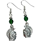 Ann Peden Jewelry Green crystal Spartan, Gladiator Earrings on sterling silver earwires