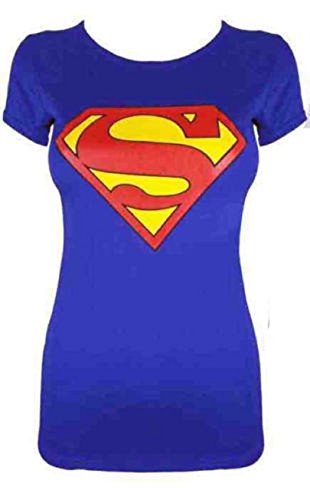 SugerDiva NEW WOMENS LADIES COMIC HERO 3 SKULL PRINTED CREW NECK T-SHIRT VEST UK SIZE 8-26 (US 16/18, Royal Superman T-Shirt)