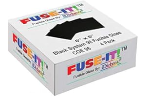 IDICHROIC 6 inch Black Fusible Glass Squares COE 96-4 Pack