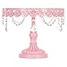 Amalfi Decor 10 Inch Cake Stand, Dessert Cupcake Pastry Candy Display Plate for Wedding Event Birthday Party, Round Metal Pedestal Holder with Crystals, Pink