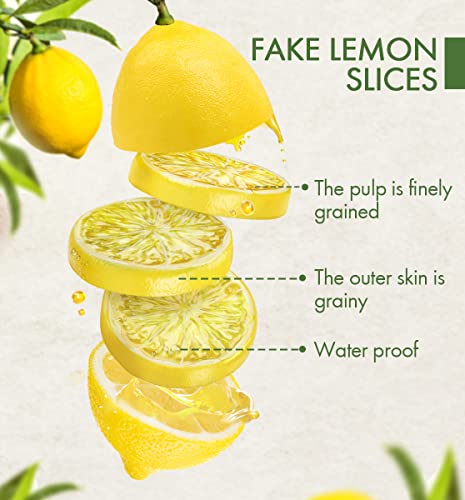 BigOtters Fake Lemon Slices, 24PCS Assorted Colors Artificial Fruits 2 Inches Fake Lemon Lime Orange Slices Faux Fruits Kitchen Decor Table Centerpiece Ornaments Themed Party Wedding Crafts Projects