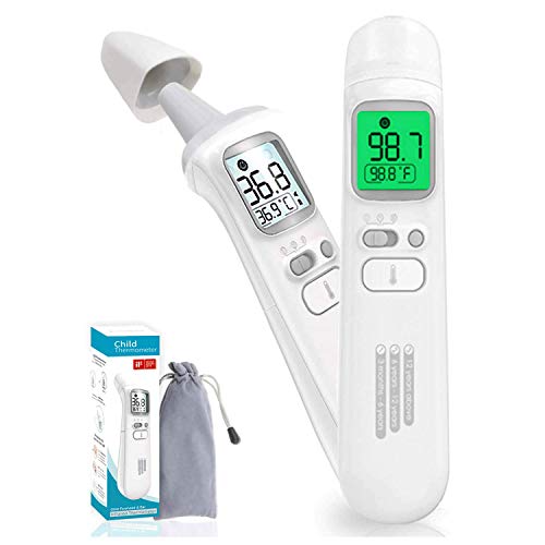 WADEO Forehead and Ear Thermometer for Baby, Medical Design Digital Infrared Temporal Thermometer for Fever, Instant Accurate Temperature Reading for Newborns,Kids and Adults