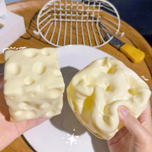 SLEEPHEAD® 10cm Large Cheese Squishy Slow Rising ，Cute Cheese Block Fidget Toy for Anxiety Relief Soft Silicone ，Squeeze Cheese Squishy Toy for Adults Teens Desk Decor & Party Favor