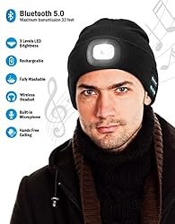 Bluetooth Beanie with Light, USB Rechargeable LED