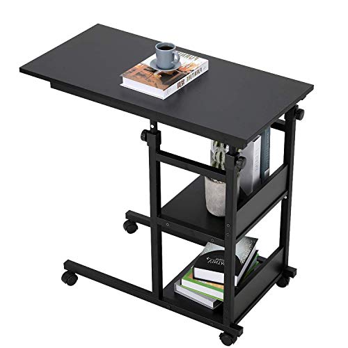 Bonzy Home Adjustable Side Table with Wheels, Mobile End Table with