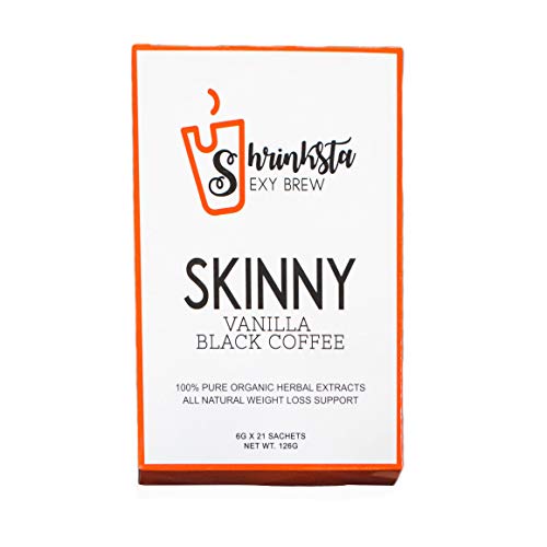 Shrinksta Organic Slimming Weightloss Coffee - All Natural, Vegan, Sugar Free | hCG Diet Approved, Perfect On-The-Go Support | 21 packets in a box, Vanilla Flavor Shrinksta Organic Slimming Weightloss Coffee - All Natural, Vegan, Sugar Free | hCG Diet Approved, Perfect On-The-Go Support | 21 packets in a box, Vanilla Flavor
