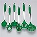 Culinary Couture 6-Piece Stainless Steel & Silicone Kitchen Utensils Set, Silicone Cooking Utensils, Heat Resistant Kitchen Cooking Utensils Set, Includes a Bonus Recipe E-Book, Dark Green