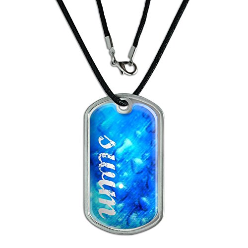 Swim - Swimming Water - Military Dog Tag Black Cord Necklace