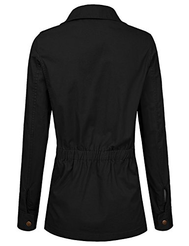 DRESSIS Women's Zip Up Lightweight Anorak Military Jacket BLACK S