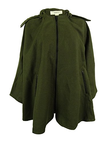 Wild Flower Womens Faux Fur Trim Hooded Poncho Green O/S Wild Flower Womens Faux Fur Trim Hooded Poncho Green O/S