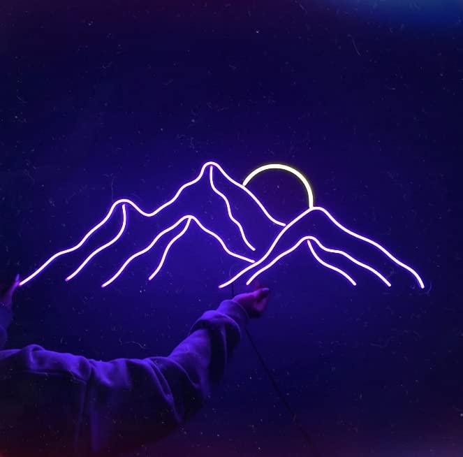 Ulalaza LED Decorative Lights USB Interface Mountains Sunrise Sunset Led Neon Signs Home Decoration Wall Art Christmas Brightness Adjustable 42X30cm — image 1