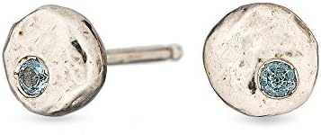 Aquamarine sterling silver pebble stud earrings