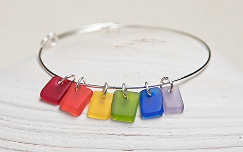 Best Seller! LARGE, Sea Glass Circlet Bangle, in the Rainbow Palette