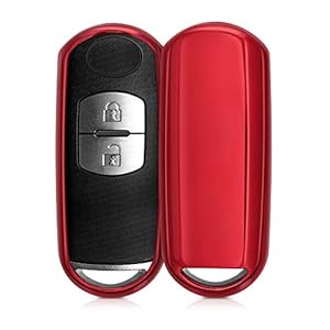 kwmobile autosleutelhoes compatibel met Mazda 2-knops Keyless Go autosleutel – TPU beschermhoes in hoogglans rood