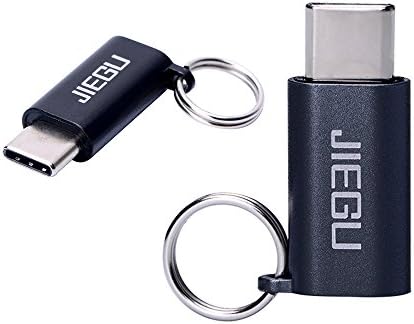 Type C Adapter USB toUSB C to Micro USB Adapter 2 Pack Aluminum Convert Connector with Keychain for Samsung Galaxy S8 New Macbook Pixel XL Nexus 5X 6P LG G5 V20 HTC 10 Oneplus and More (Black)