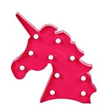Jozocy Unicorn Night Light, Battery Operated LED Table Lamp Light for Kids'Room Decoration (RedUnicornHead)