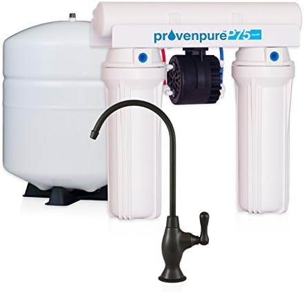 ProvenPure P75 High Efficiency Reverse Osmosis Water System, RO Water Filter w/ Contemporary Oil Rubbed Bronze Faucet &amp; Permeate Pump