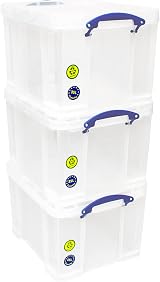 Really Useful Box 3x35 Litre Clear Storage Box Set with Lids view 5