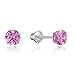 925 Sterling Silver Rhodium Plated 4mm Cubic Zirconia Stud Screwback Baby Girls Earrings