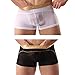 Men Boxer Briefs Shorts Bulge Pouch Soft Underpants Mens Trunks Mesh Underwear for Male Pack of 2 White/Black