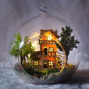 DIY Wooden Dollhouse Miniature Kit w/ LED and Voice control-Norwegian treehouse