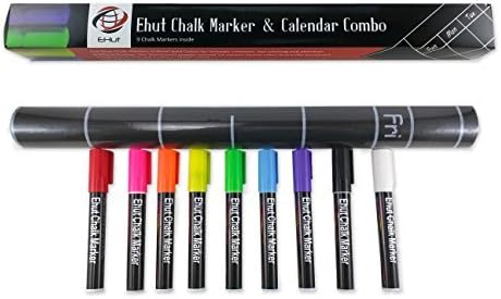 SALE Chalkboard & Chalkmarker Calendar Set (9-Pack Liquid Chalk Markers) - Safe, Non-Toxic Brilliant Colors, 6mm Reversible Tips. Odorless, Erasable Crafts Art Supplies for Kids. Water Based