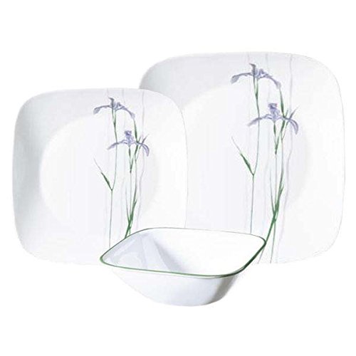 Corelle 18Piece Vitrelle Glass Shadow Iris Square Chip and Break