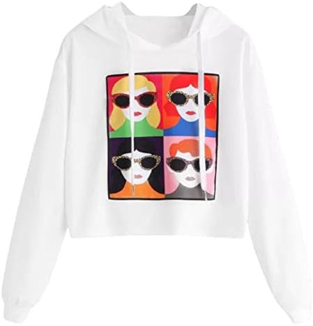 WYTong Fashion Face Printed Long Sleeve Sweatshirt Hoodie Causal Sport Crop Tops Women Ladies