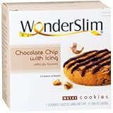 WonderSlim High Protein Diet Cookie - Chocolate Chip with Icing (7 Servings/Box) - Trans Fat Free, Aspartame Free, Lactose Free