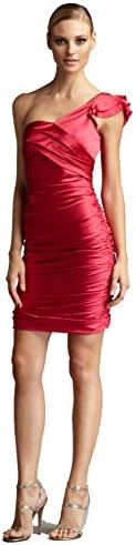 Vera Wang Lavender Ruched One-Shoulder Body Dress (14, Geranium)