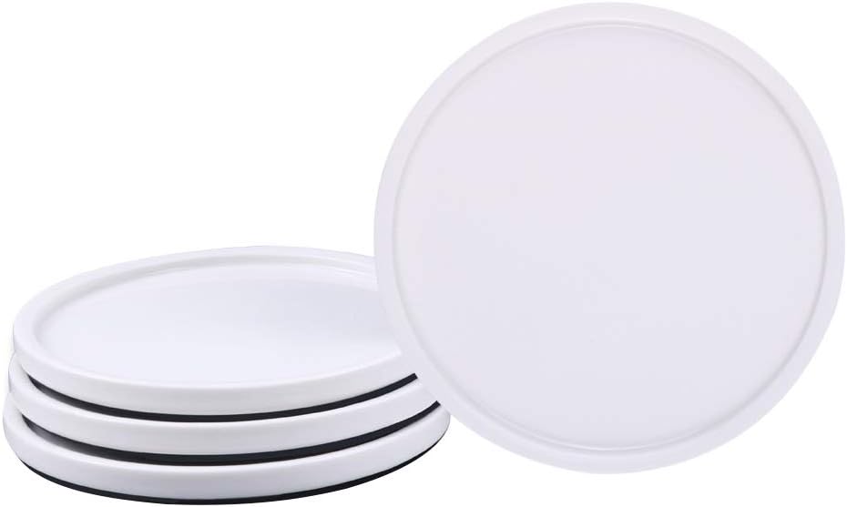 G EPGardening 4.48 Inch Round Ceramic Potted Plant Saucer Succulent Herbal Pot Planter Trays Set Round Pack of 4