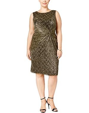 Twisted Front Metallic Sheath Dress, Size 16W