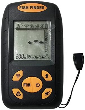 Thiningstars Portable Wireless Fish Finder Detector Ultrasonic Water Depth Temperature Fishfinder with Wired Sonar Sensor Transducer and LCD Display
