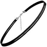 Two Strands Simple Western Style Black Velvet PU Leather Choker Necklace For Women Girl Lady