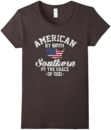 Womens American By Birth Southern By The Grace Of God T-Shirt Medium Asphalt