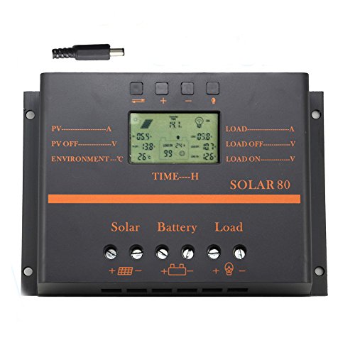 Y-SOLAR 60A 80A Solar Charge Controller 12V/24V Battery Charge Controller with 5V USB Mobile Charger Output LCD Display (80A)