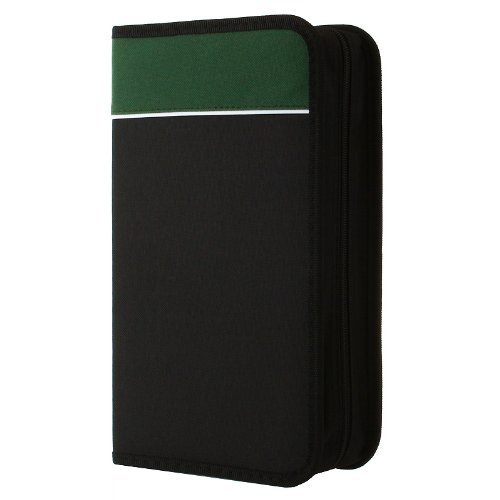 96 DISC Capacity CD Wallet for CD, DVD, Blu-Ray Media Storage, Nylon CD Holder, Black / Green