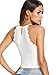 MakeMeChic Women's Solid Halter Neck Cami Scallop Trim Workout Crop Top A White S