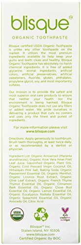 Blisque Organic Toothpaste - Original Herbal Mint Flavor (Organic, Natural, Non-toxic, Fluoride/SLS Free Toothpaste)