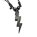 Green Nipa Hut Lightning Bolt Pendant with Adjustable Black Cord Necklace