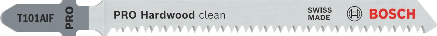 Bosch 5x PRO Hardwood clean T101AIF Jigsaw Blade (for Hardwood, Multiplex board, Length 100 mm, Professional Accessory Jigsaw)