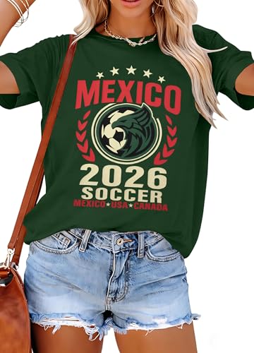 Soccer Cup 2026 Shirt Women USA Football T-Shirt Game Day Graphic Shirts Oversized Soccer Cup Fans Short Sleeve Tops Green at Amazon