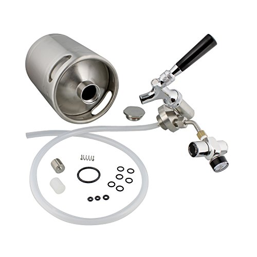 Mini Keg with Mini Keg Regulator and Beer Dispenser, 64 oz - Portable Keg Draft Beer Dispenser, Portable Beer Dispenser