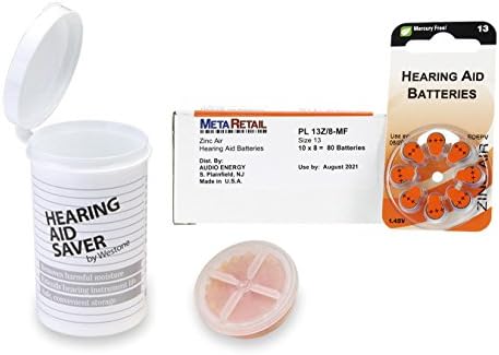 WESTONE Large Hearing Aid Saver and Box of 80 (10 Packs of 8) Hearing Aid Batteries (Size 13)
