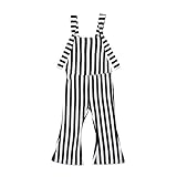 Toddler Kids Baby Girl Stripes Bell-Bottom Jumpsuit Romper Overalls Pants Outfits (Black, 6-12M)