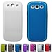 YESOO™ Protective Case Kit For Samsung Galaxy S3 SIII I9300 Includes Extended Battery Cover (BATTERY NOT INCLUDED) And Battery Cover TPU Case (White Cover - Blue TPU Case)