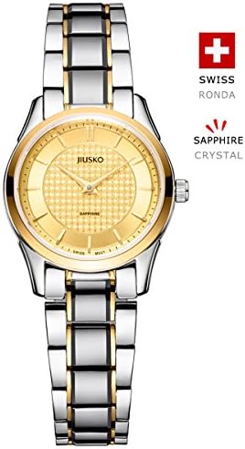 Jiusko Swiss - Womens Gold Face Bracelet Dress Watch - Sapphire - Tungsten - 325