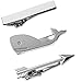 3 Pc Tie Clip Bar Set, 1.5 Inch Silver Arrow, Whale w Gift Box by Puentes Denver