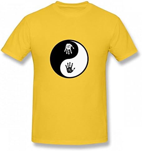 Hui Shop Yinyang Black White Hands Tshirt Printed Cotton T-Shirts Tops Logo Men's Tee Gold